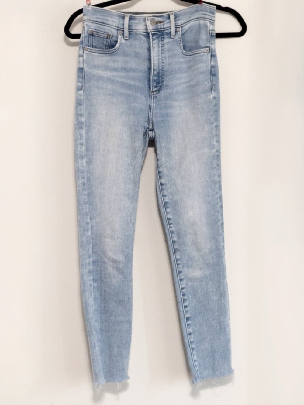 Denim Forum The Lola High Rise Skinny Crop 25 Light Blue Denim Frayed Aritzia